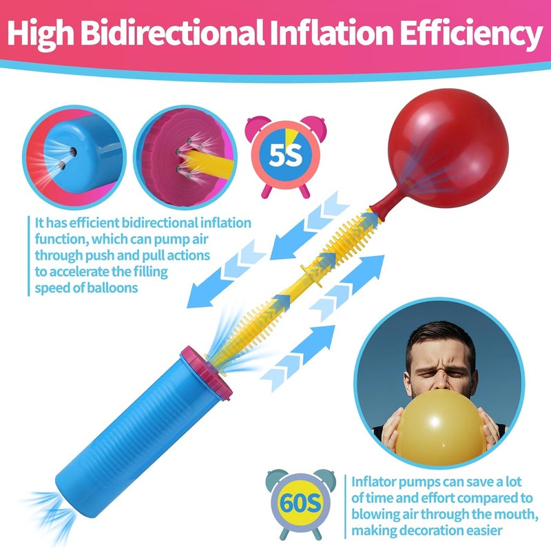KAWKALSH Hand Balloon Pump, Dual Action Two-Way Inflator, Manual Air Blower for Balloons - Image 2